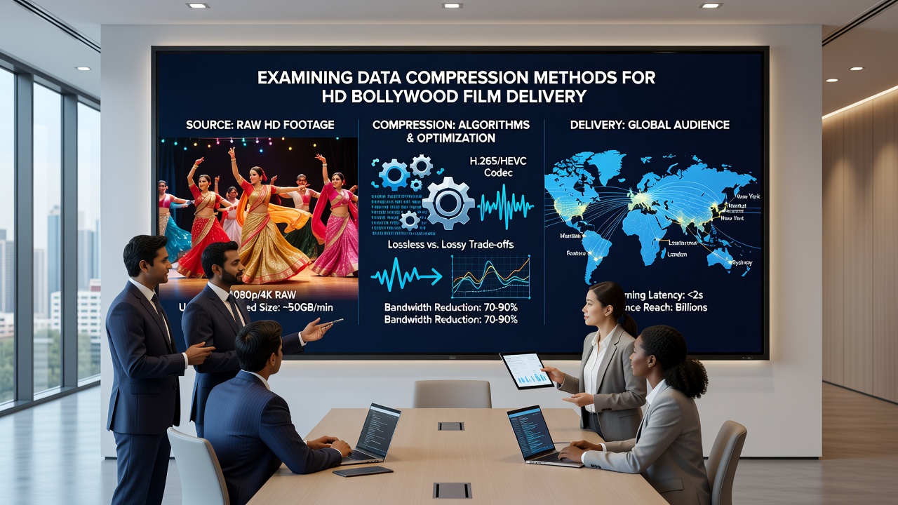 Diagram showing adaptive bitrate streaming workflow for international Bollywood film delivery
