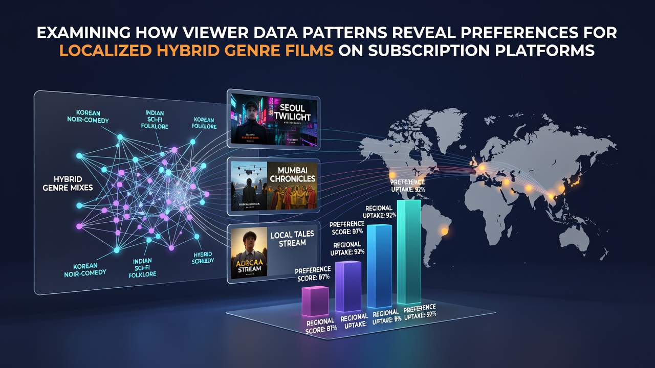 Analytics dashboard displaying viewer engagement metrics for hybrid genre films across regional subscription services