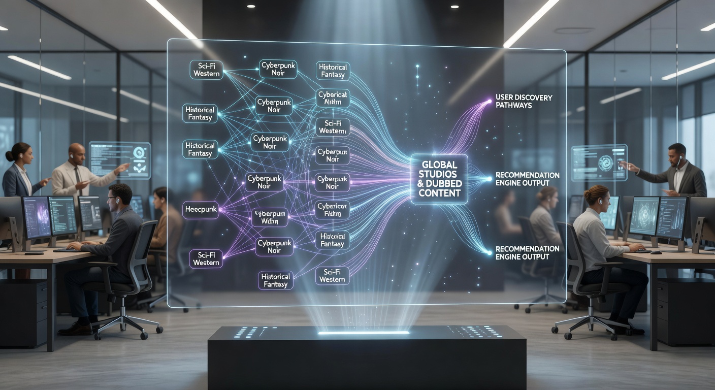 Global film studio collaboration meeting discussing dubbed hybrid genre productions for streaming platforms