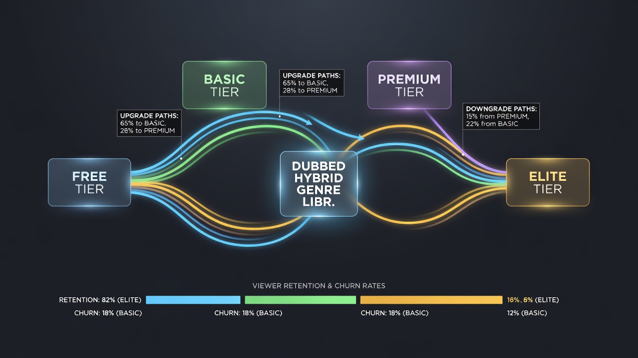 Chart illustrating viewer shifts across subscription levels for dubbed content from Asian and Western sources