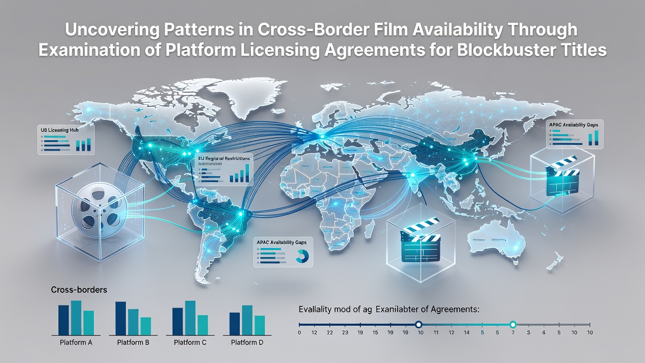 Visual representation of global streaming platforms and licensing agreements for blockbuster films across borders
