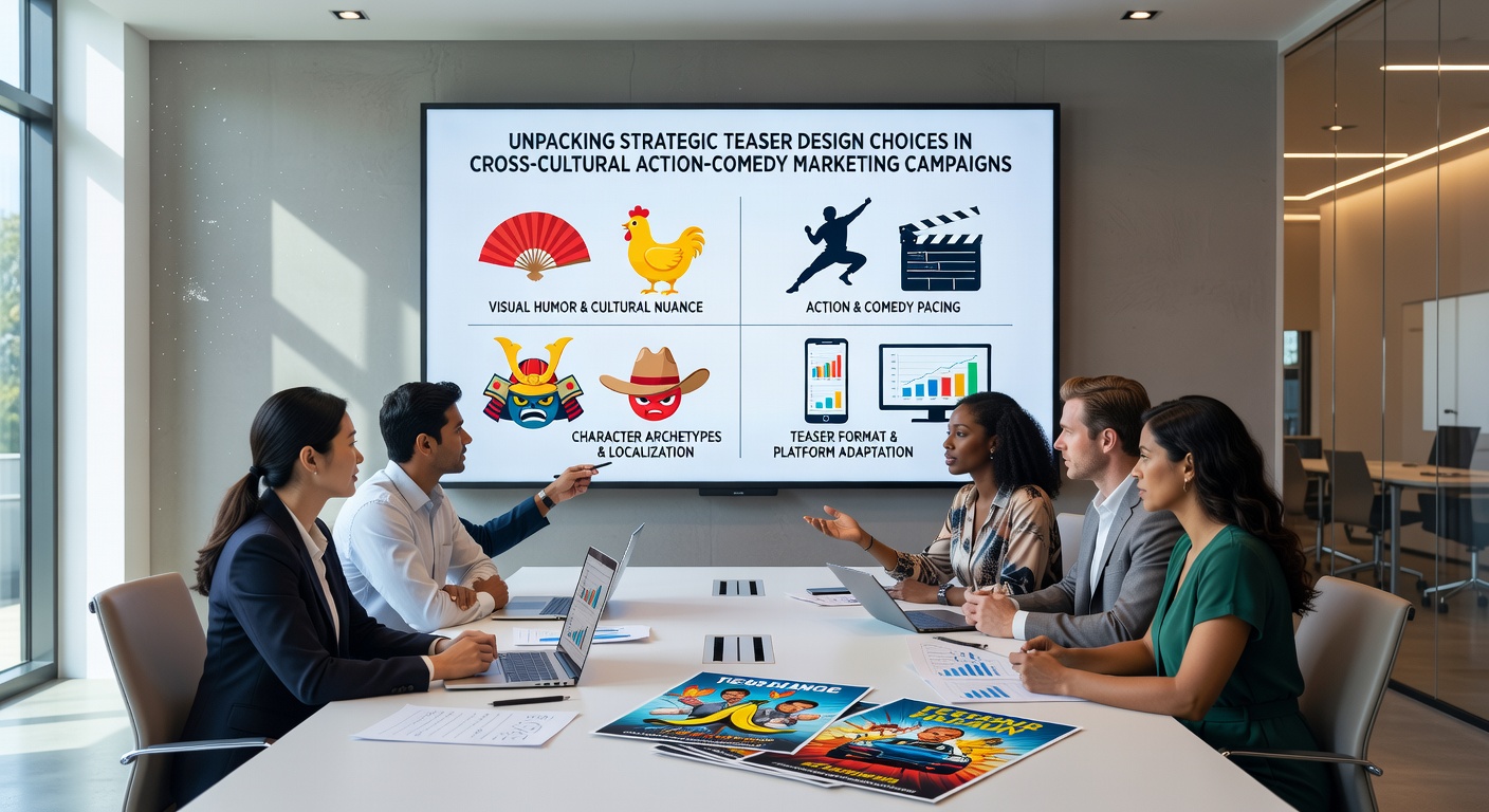 Cross-cultural teaser production workflow illustrating humor layering and action sequence adjustments for global markets